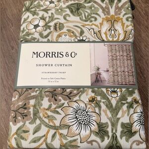 William Morris & Co Floral Shower Curtain Strawberry Thief Blue Green 72x72